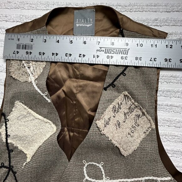 Vintage RARE Staley Gretzinger Postage One Penny Women Patchwork Pleated Top - Picture 5 of 8